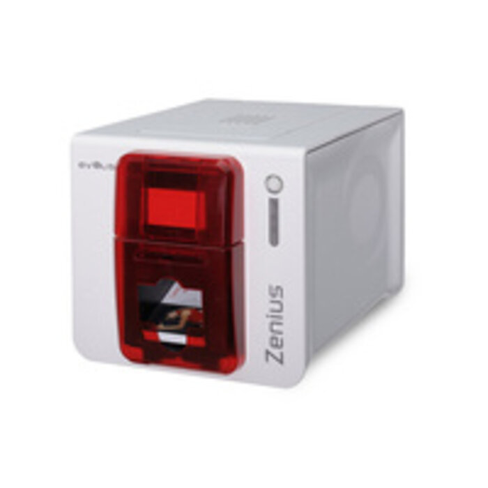 EVOLIS Evolis Zenius Expert, einseitig, 12 Punkte/mm (300dpi), USB, Ethernet, MSR, MKL, rot, Kartendrucker