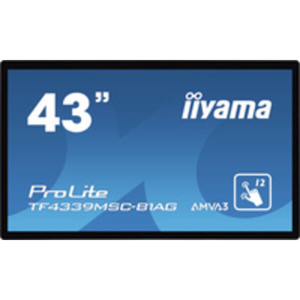 IIYAMA TF4339MSC-B1AG iiyama ProLite TF4339MSC-B1AG, 109,2cm (43''), Projected Capacitive, 12 TP, Full HD, schwarz