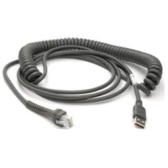 Zebra Zebra Verbindungskabel, USB, Connection cable, USB, shielded, length: 4.6 m, coiled, geschirmt