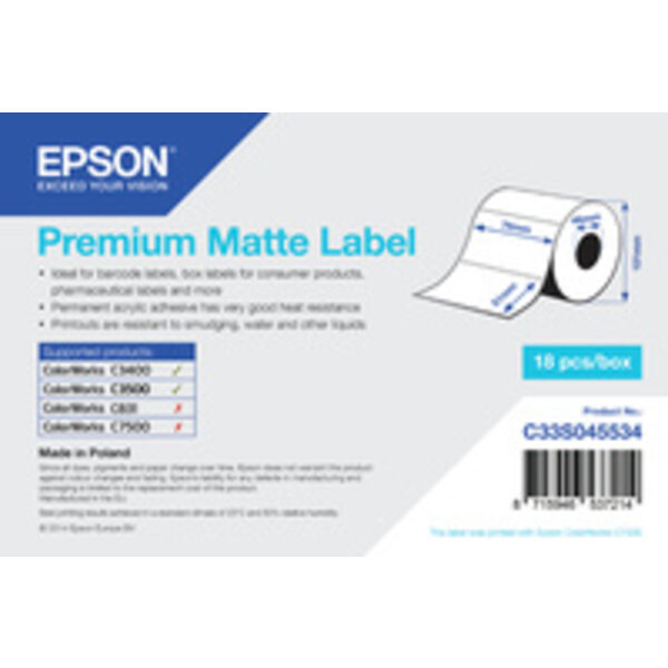 EPSON C33S045534 Epson Rotolo etichette, Carta normale, 76x51mm