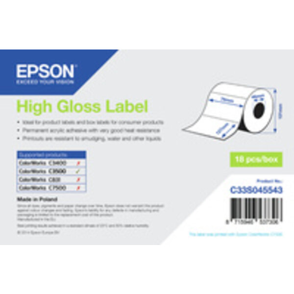 EPSON C33S045543 Epson Rotolo etichette, Carta normale, 76x127mm