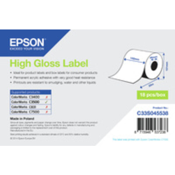 EPSON C33S045538 Epson Rotolo etichette, Carta normale, 102 mm