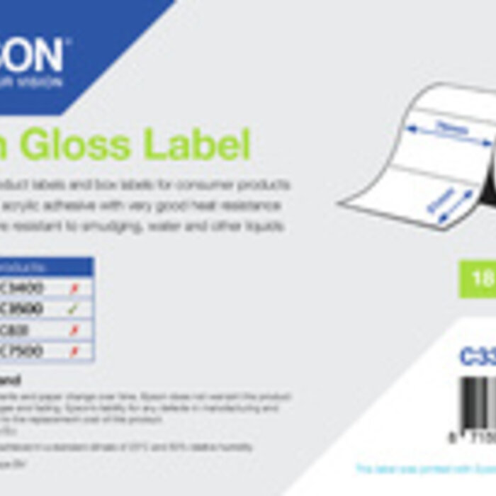 EPSON C33S045542 Labels (paper, plastic), rouleau d'étiquettes, Epson, papier normal, L 76mm, H 51mm