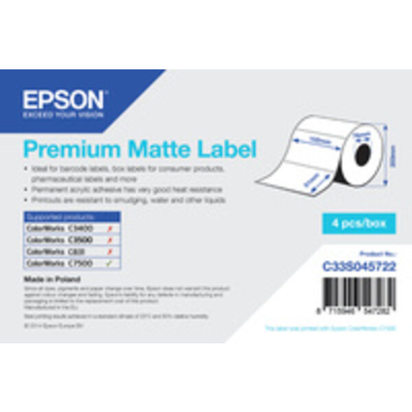 EPSON C33S045722 Epson rouleau d'étiquettes, papier normal, 102x51mm