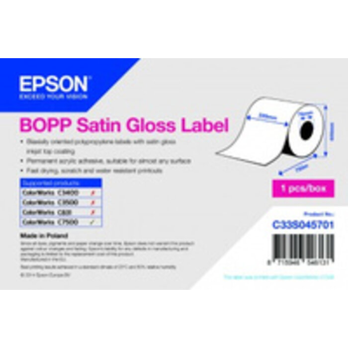 EPSON C33S045701 Epson rouleau d'étiquettes, synthétique, 220 mm