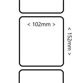 Rollo de etiquetas sintéticas, 102 x 152 mm, El rollo pesa 0