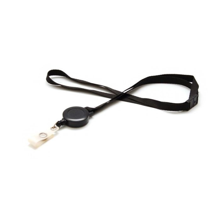EVOLIS Evolis Trageband, Lanyard, with Badge Reel, color: Black, 100 pc, mit Zugband
