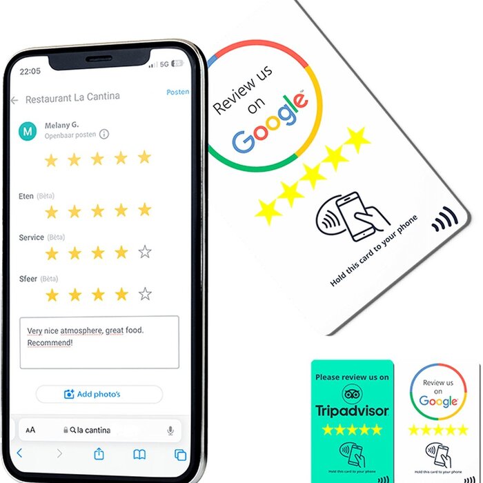 Google NFC Review card - NFC - Tap to phone recensie kaart - Boost je reviews