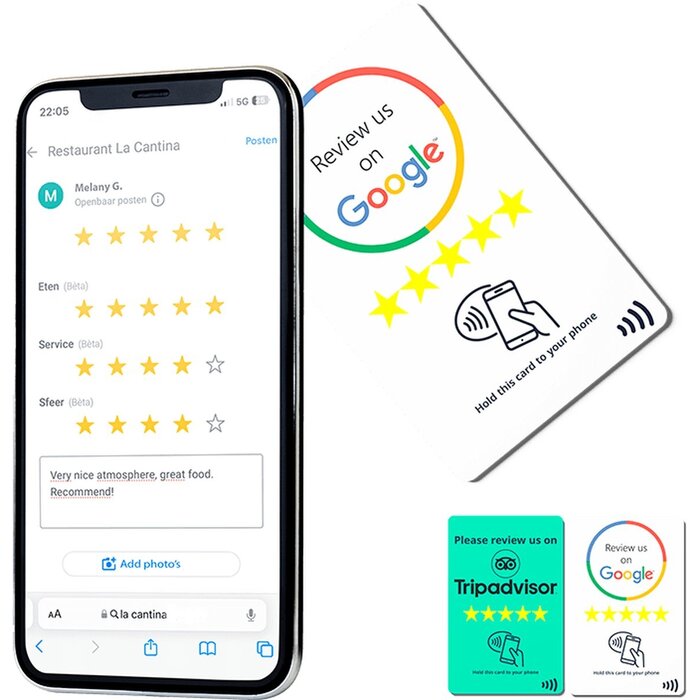 Google NFC Review card - NFC - Tap to phone recensie kaart - Boost je reviews
