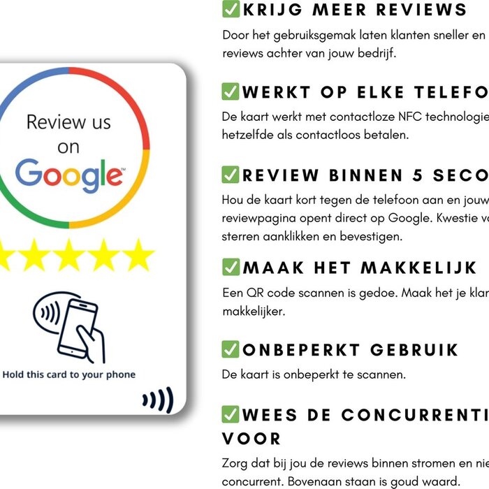 Google NFC Review card - NFC - Tap to phone recensie kaart - Boost je reviews