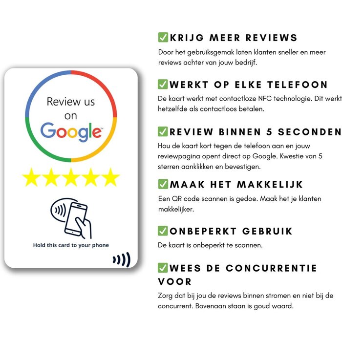 Google NFC Review card - NFC - Tap to phone recensie kaart - Boost je reviews