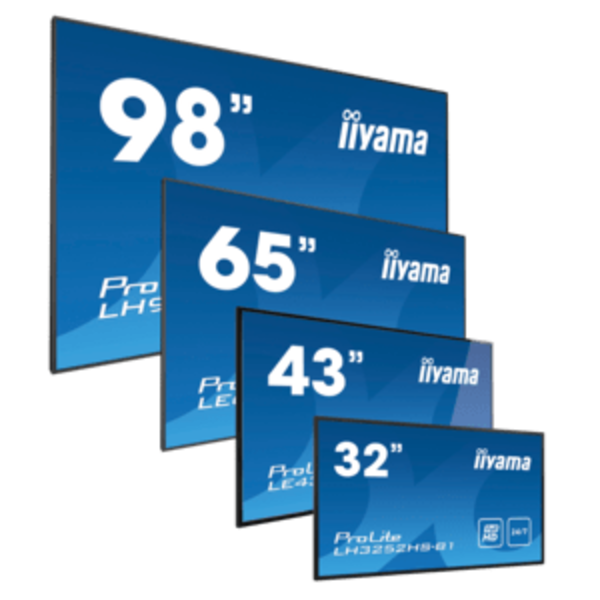 IIYAMA iiyama ProLite LH9875UHS-B1AG, 24/7, 247.7 cm (98''), 4K, USB, RS232, Ethernet, WLAN, Android, kabel (RS232), zwart | LH9875UHS-B1AG