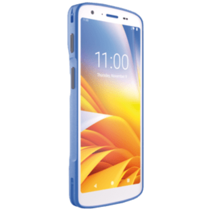 Zebra HC50 con Notfalltaste, 2D, intercambio en caliente, PTT, USB-C, Bluetooth, WLAN, NFC, Android, GMS, blanco, azul | WLMT0-H50D8BBK1-A6