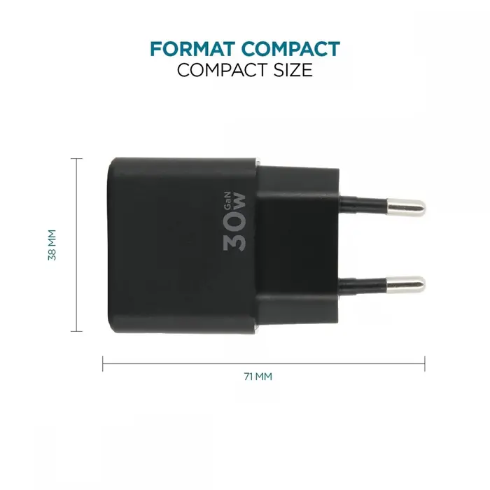 MOBILIS Cargador rápido de pared Mobilis, UE, 1x USB-C, 1x USB-A, Cargador de pared rápido 1362, UE, 1 USB-C, 1 USB-A, 30W