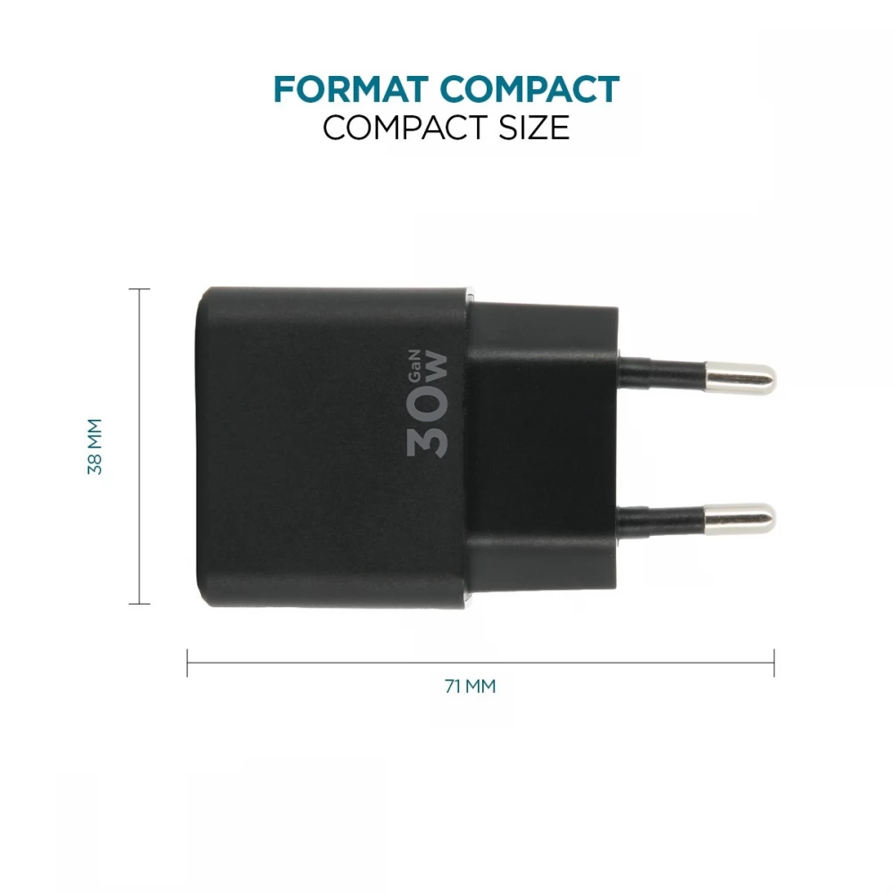 MOBILIS Cargador rápido de pared Mobilis, UE, 1x USB-C, 1x USB-A, Cargador de pared rápido 1362, UE, 1 USB-C, 1 USB-A, 30W
