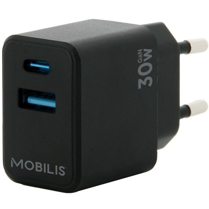 MOBILIS Cargador rápido de pared Mobilis, UE, 1x USB-C, 1x USB-A, Cargador de pared rápido 1363, UE, 1 USB-C, 1 USB-A, 45W