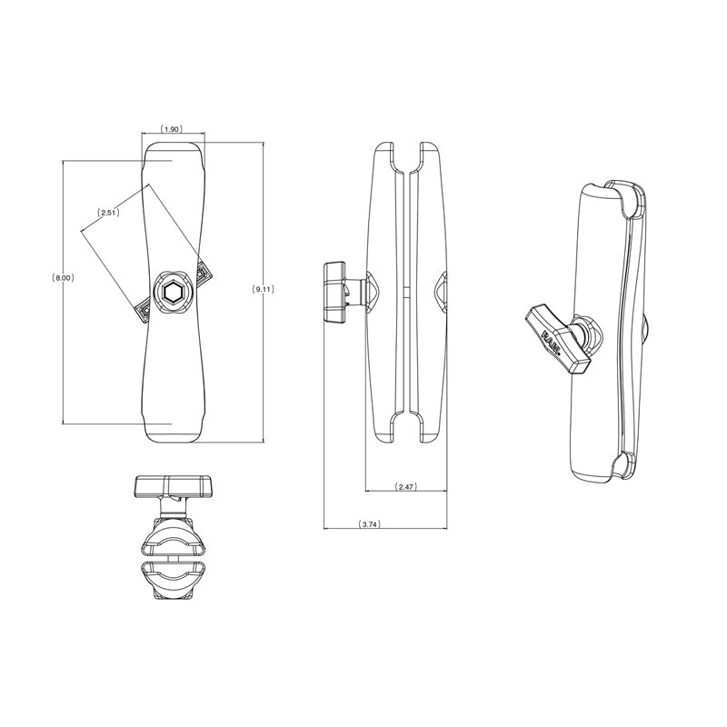 RAM MOUNT Brazo de conexión para soportes RAM | RAM-201U-D