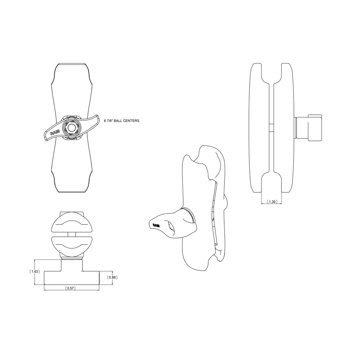 RAM MOUNT RAM Mounts Connection Arm medium | RAM-D-201U