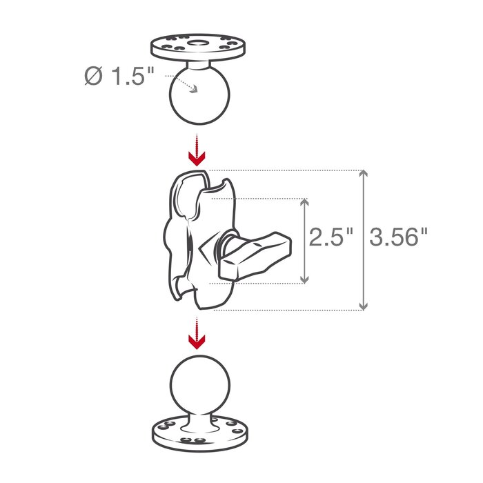 RAM MOUNT Brazo de enlace de montaje RAM | RAM-201U-B