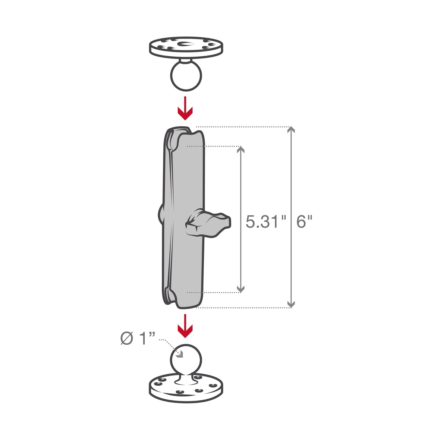 RAM MOUNT Braccio di collegamento per supporti RAM | RAM-B-201U-C