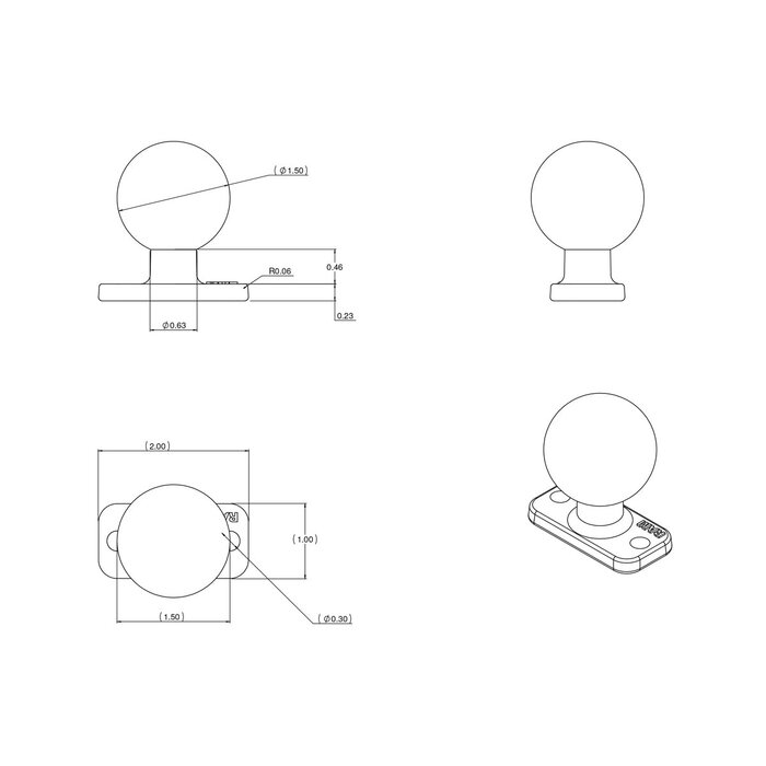 RAM MOUNT RAM Mounts Rectangular Base Plate | RAM-202U-12