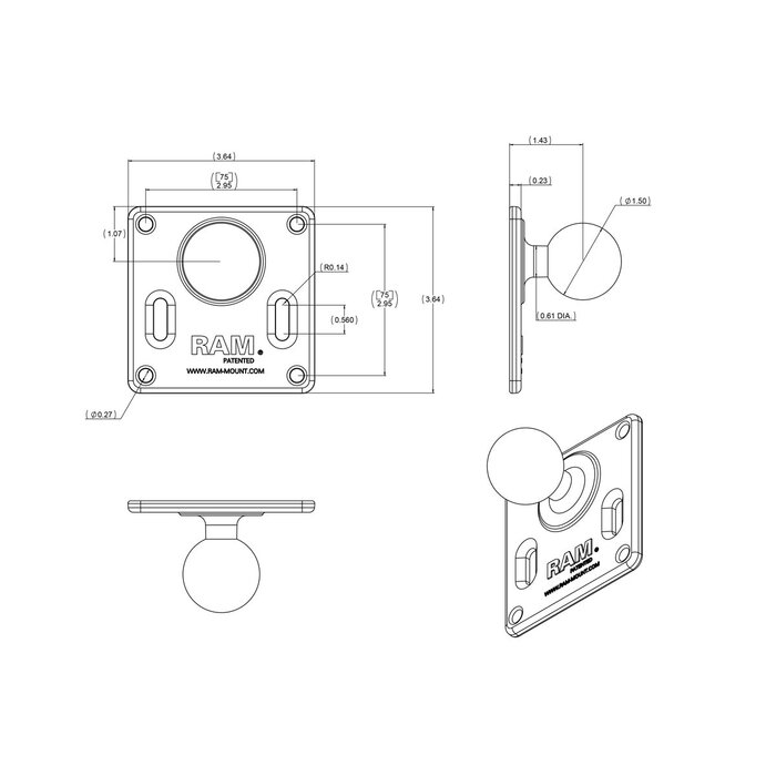 RAM MOUNT Placa VESA para soportes RAM | RAM-2461U