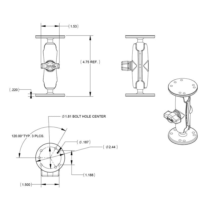 RAM MOUNT Juego de montaje RAM Mounts | RAM-B-101U