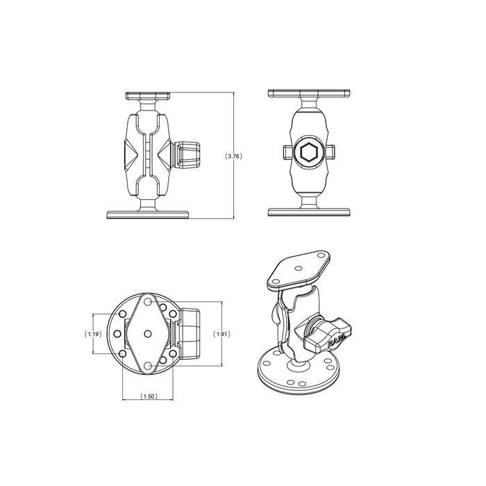 RAM MOUNT Juego de soportes RAM | RAM-B-138U-A
