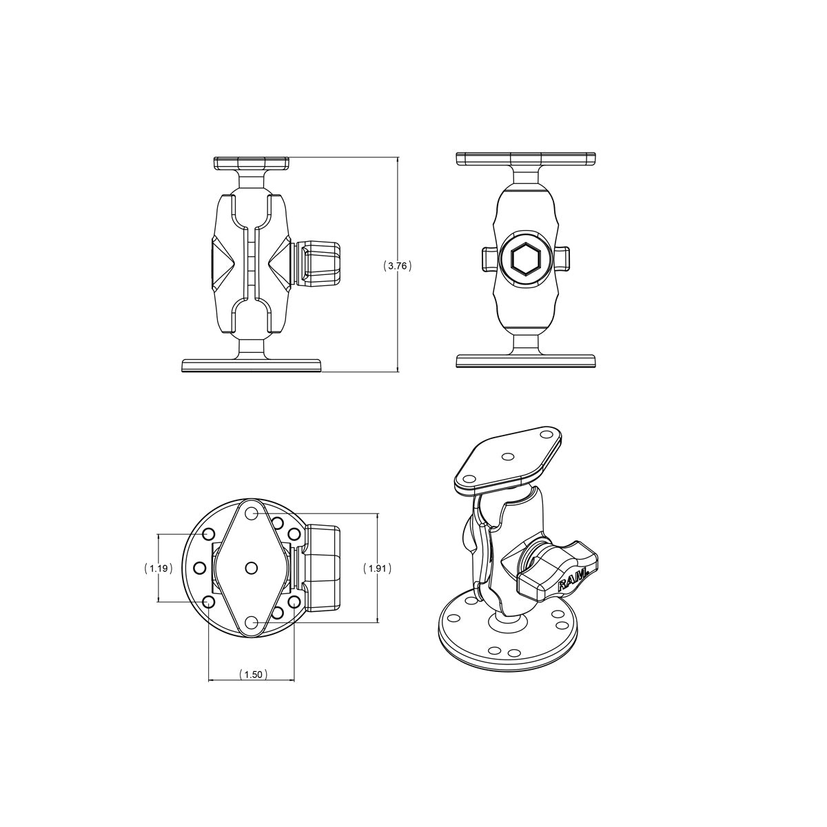 RAM MOUNT RAM Mounts Set | RAM-B-138U-A
