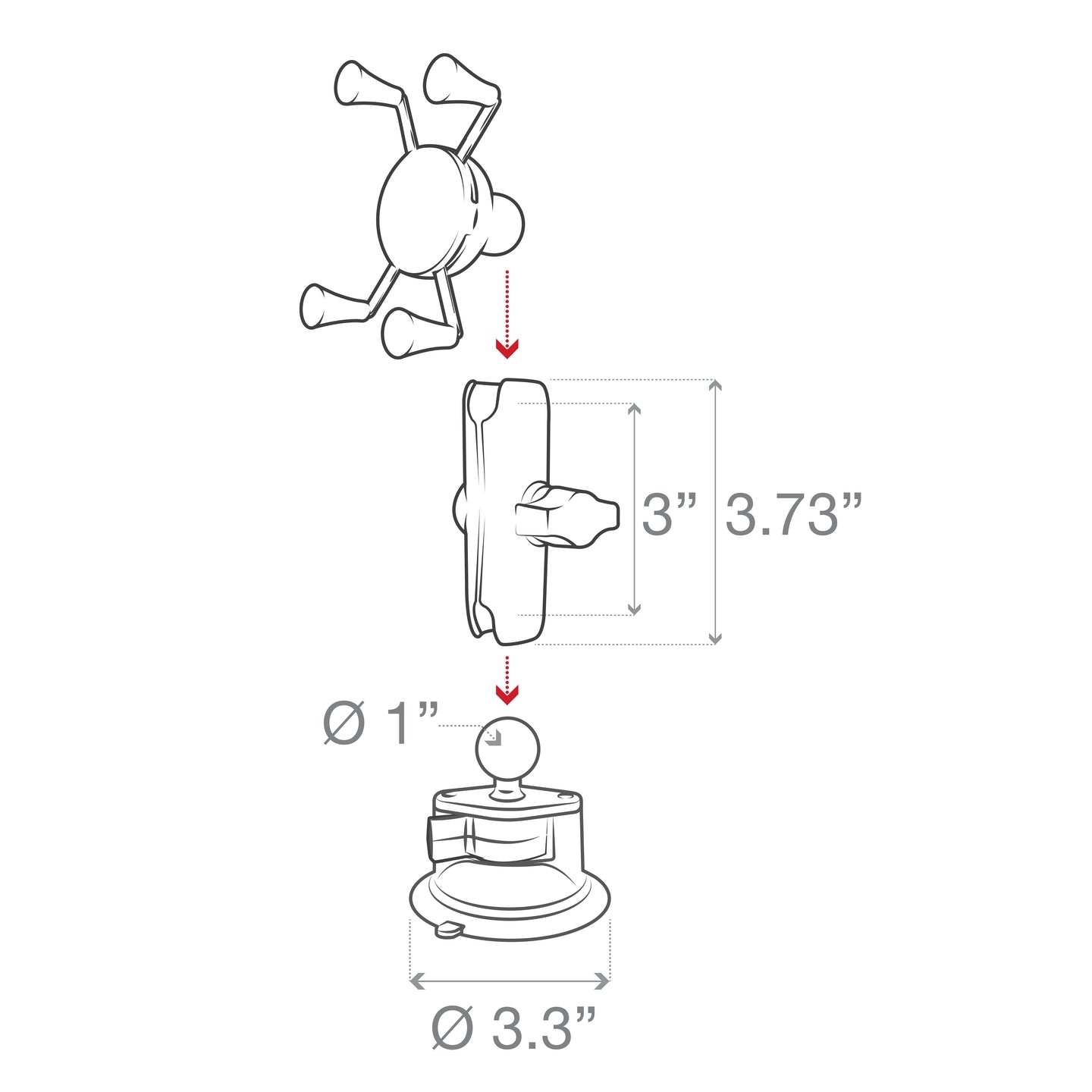 RAM MOUNT RAM Mounts Support de base à ventouse composite | RAP-B-166-UN7U