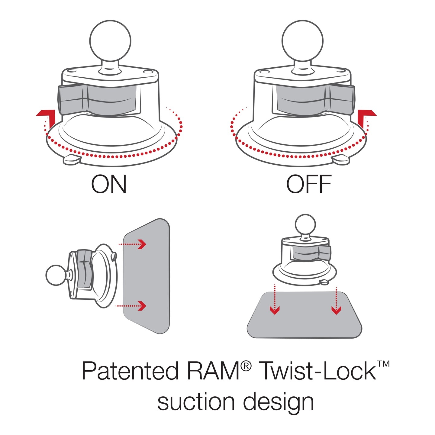 RAM MOUNT RAM Mounts Support de base à ventouse composite | RAP-B-166-UN7U