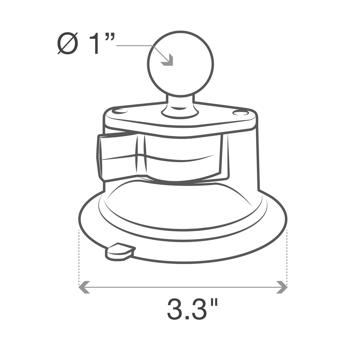 RAM Mounts Saugnapf mit Diamant-Grundplatte | RAP-B-224-1U