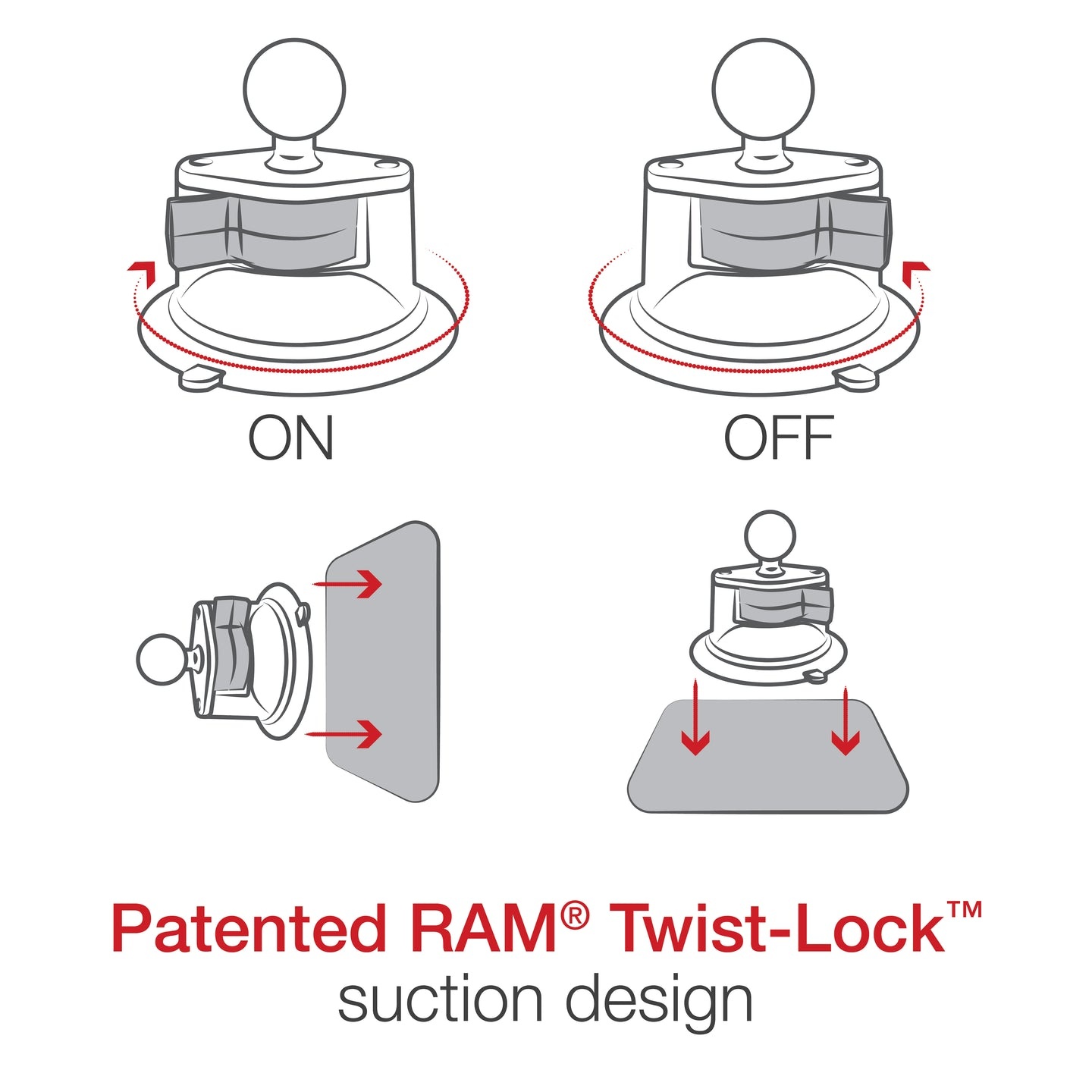 RAM MOUNT Base de succión con placa de base de diamante RAM Mounts | RAM-B-224-1U