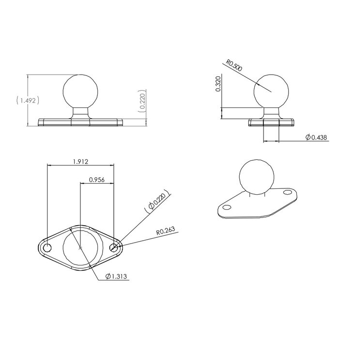 RAM MOUNT Placa base de diamante RAM Mounts | RAM-B-238U