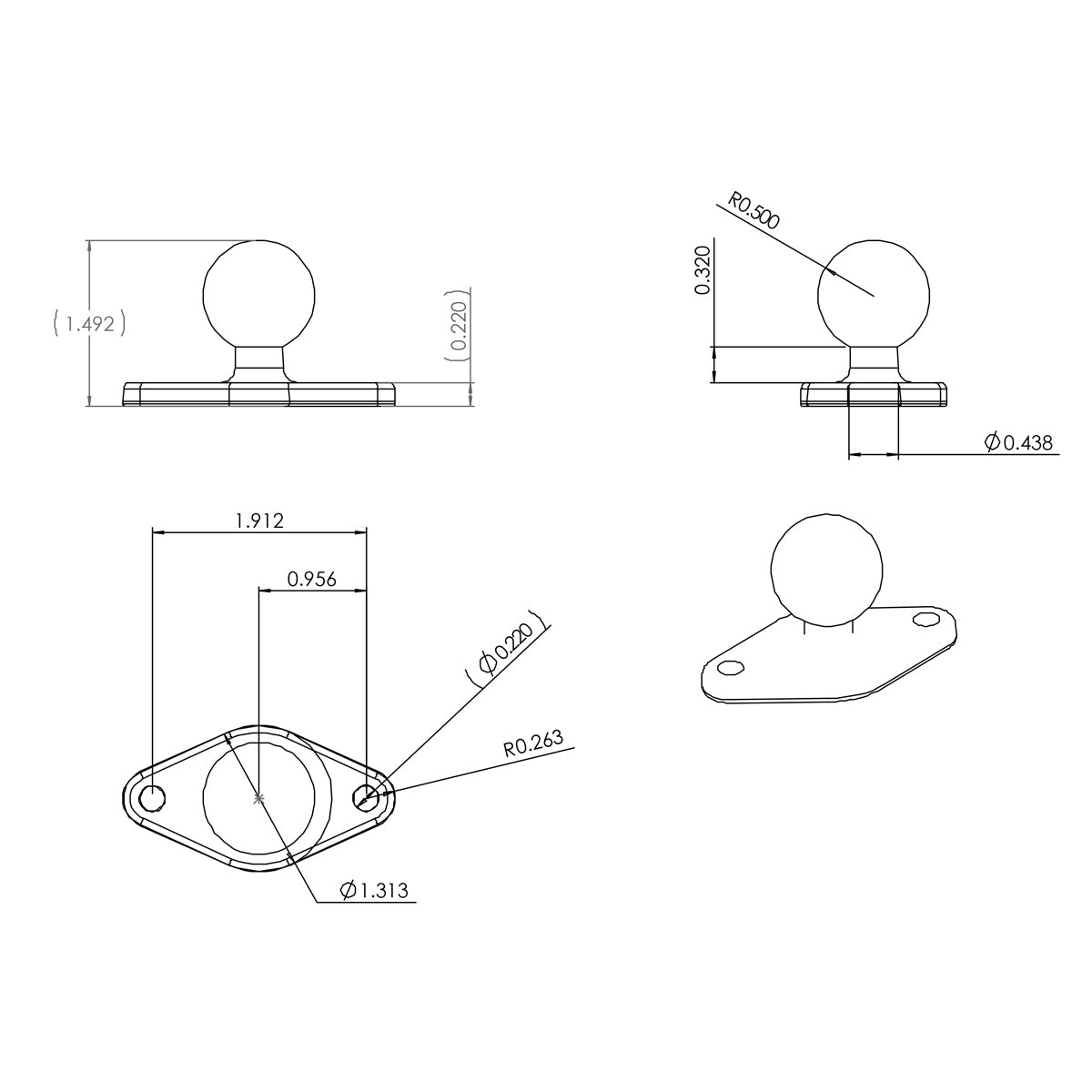 RAM MOUNT Placa base de diamante RAM Mounts | RAM-B-238U