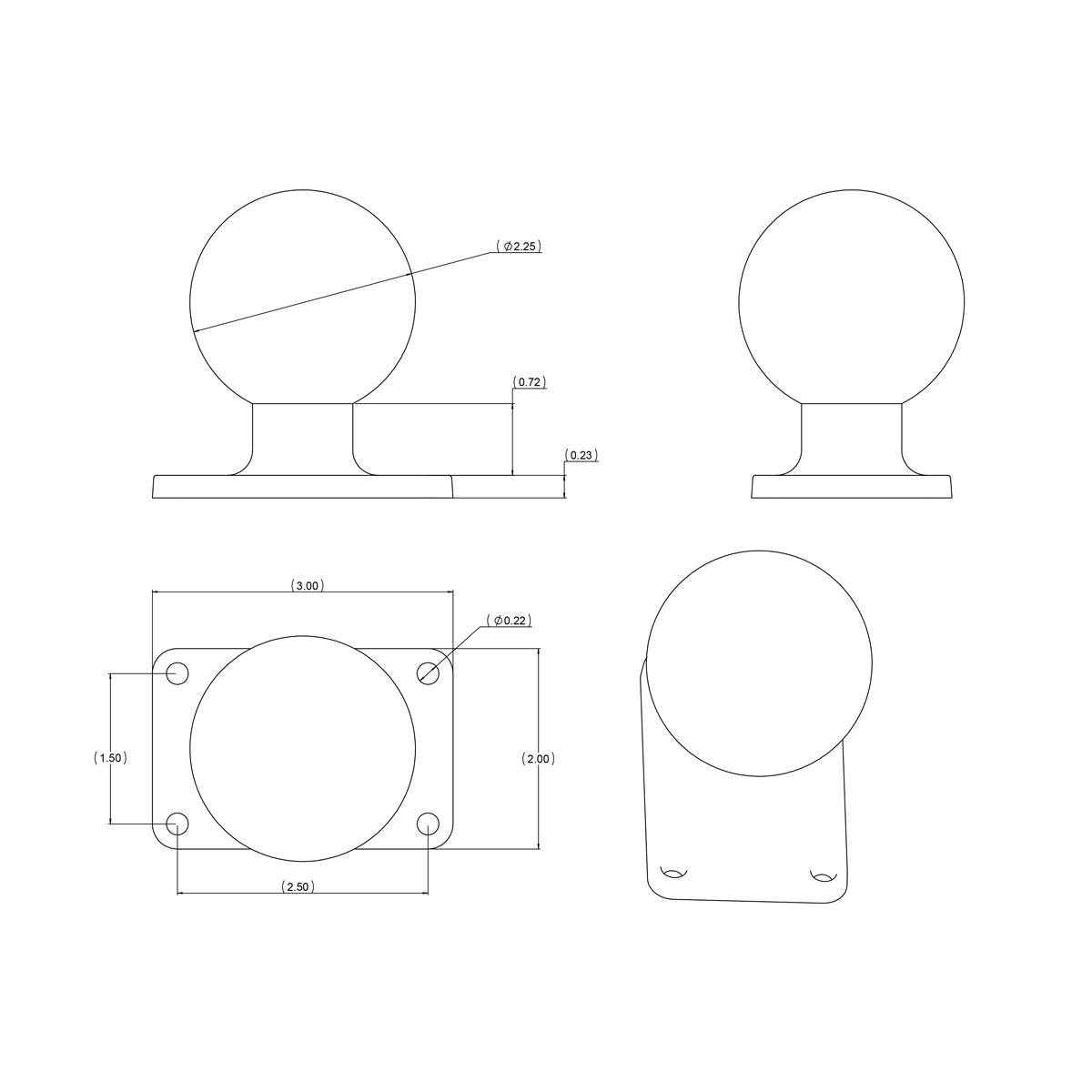 RAM MOUNT Placa base rectangular para montaje RAM | RAM-D-202U-23