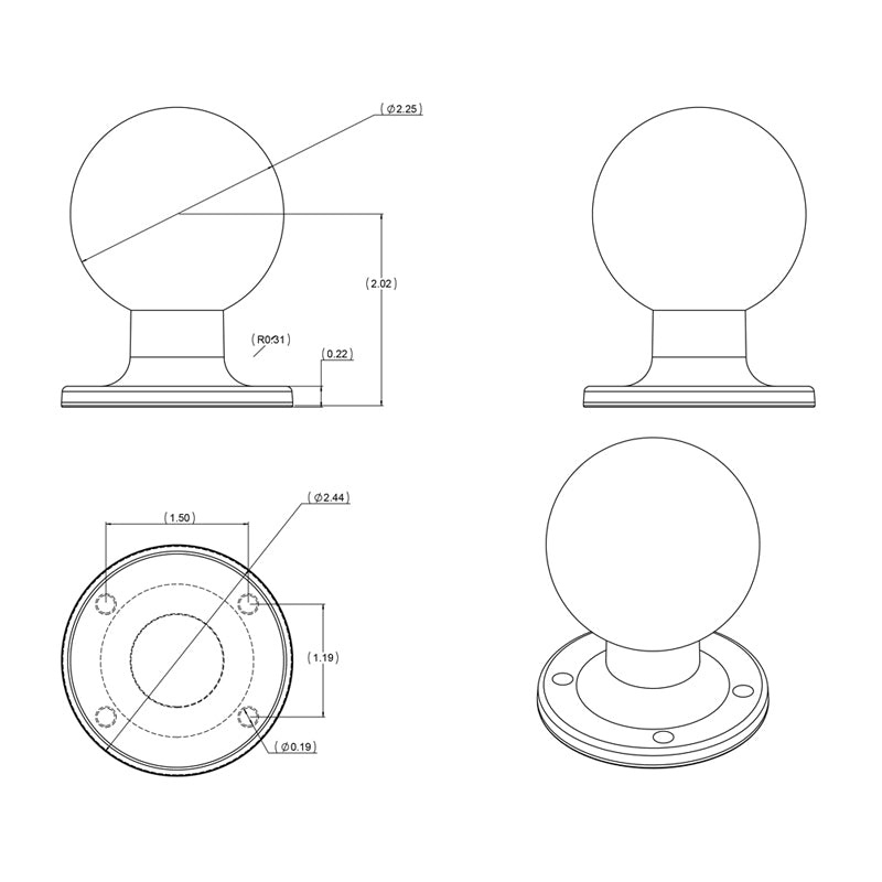 RAM MOUNT Placa base redonda para montaje RAM | RAM-D-254U