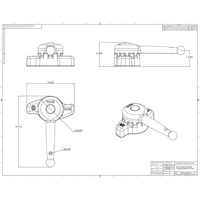 RAM MOUNT Adattatore di chiusura per supporti RAM | RAM-KNOB9HU