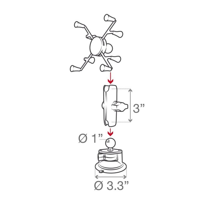 RAM MOUNT Soporte de base con ventosa RAM Mounts X-Grip | RAM-B-166-UN8U