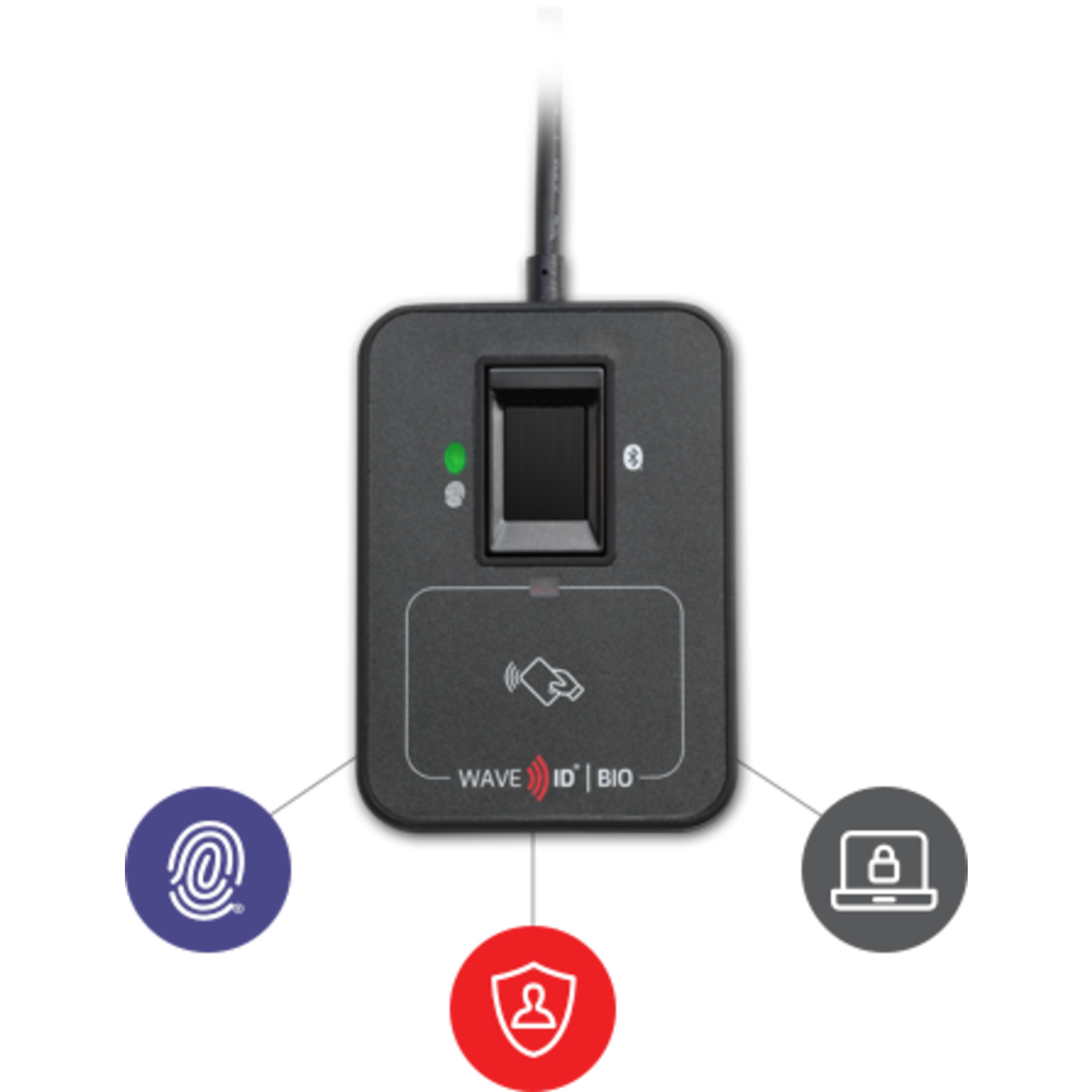 rfIDEAS Lector USB combinado de identificación y huella dactilar WAVE ID Bio SDK, color negro