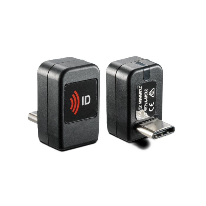 rfIDEAS RDR-70U1AKU – WAVE ID Nano Tastendruck 13,56 MHz mit iCLASS SE und Seos Schwarzer vertikaler USB-C-Leser
