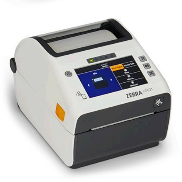 Zebra Zebra ZD621d Healthcare, 12 puntos/mm (300 ppp), pantalla (color), RTC, USB, host USB, RS232, Bluetooth (BLE), Ethernet, blanco | ZD6AH43-D0EF00EZ