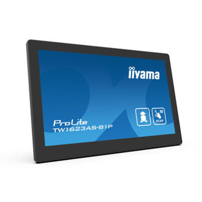 IIYAMA TW1623AS-B1P- iiyama ProLite IDS, 39,6 cm (15,6''), Proiezione capacitiva, Full HD, USB, BT, Ethernet, Wi-Fi, Android, nero