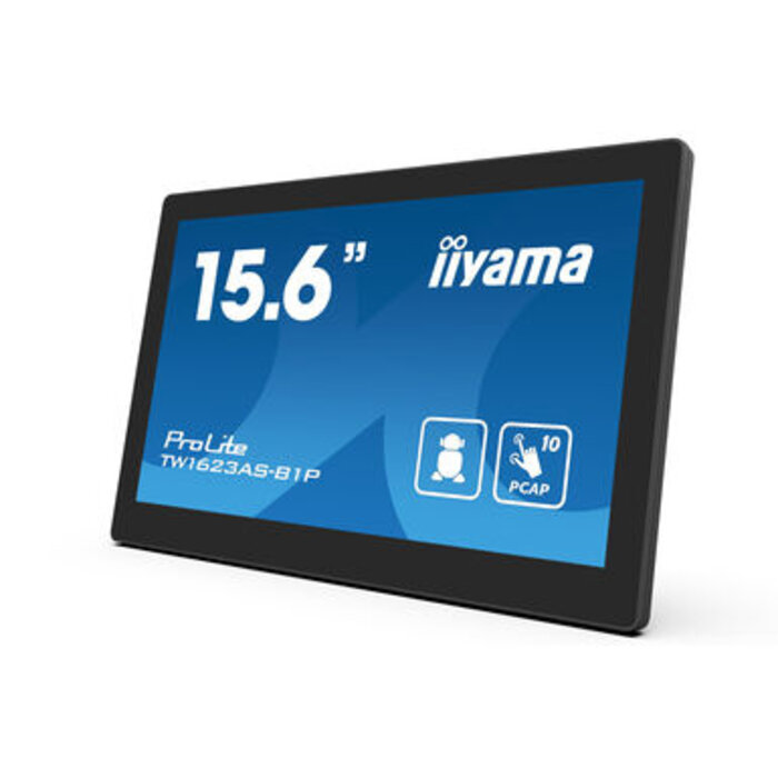 IIYAMA TW1623AS-B1P- iiyama ProLite IDS, 39,6 cm (15,6''), Proiezione capacitiva, Full HD, USB, BT, Ethernet, Wi-Fi, Android, nero