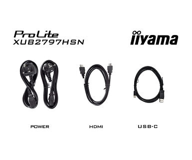 IIYAMA iiyama XUB2797HSN-B2, 68,6 cm (27''), Full HD, USB, USB-C, Ethernet, kit, negro