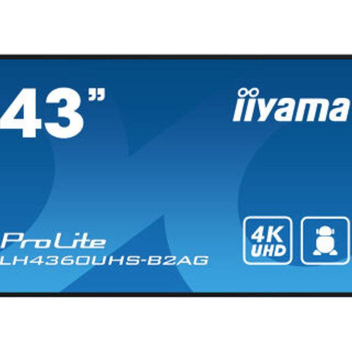 IIYAMA LH4360UHS-B2AG- iiyama ProLite LH4360UHS-B2AG, 24/7, 4K, USB, RS232, Ethernet, Wi-Fi, Android, kit (RS232), nero