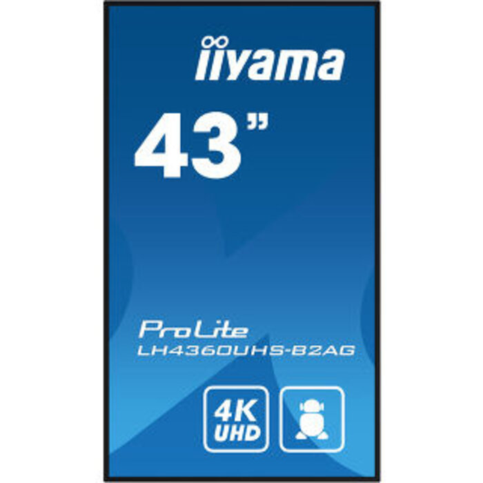 IIYAMA LH4360UHS-B2AG- iiyama ProLite LH4360UHS-B2AG, 24/7, 4K, USB, RS232, Ethernet, Wi-Fi, Android, kit (RS232), nero