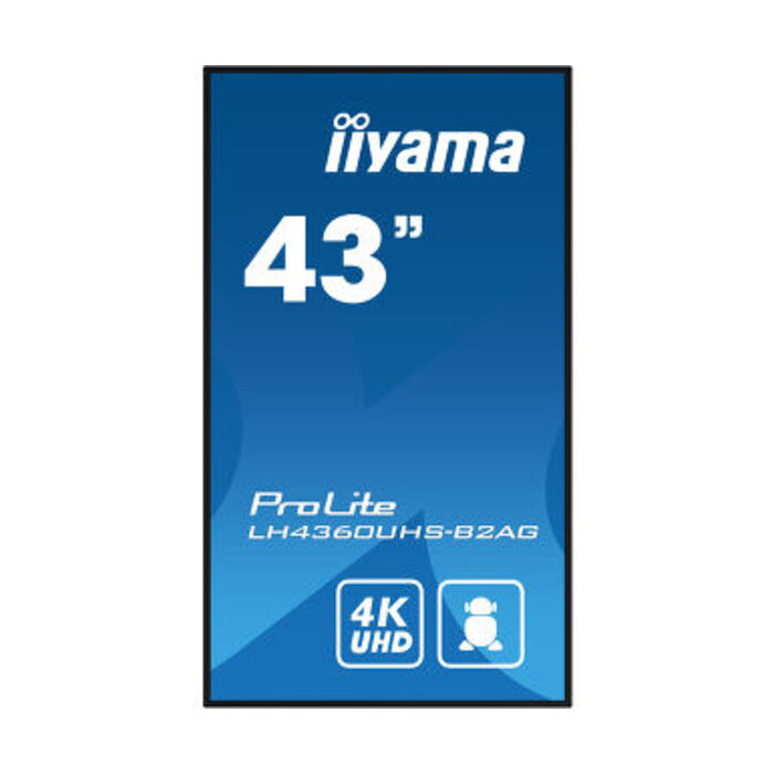 IIYAMA LH4360UHS-B2AG- iiyama ProLite LH4360UHS-B2AG, 24/7, 4K, USB, RS232, Ethernet, Wi-Fi, Android, kit (RS232), zwart