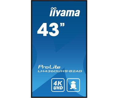 IIYAMA iiyama ProLite LH4360UHS-B2AG, 24/7, 4K, USB, RS232, Ethernet, Wi-Fi, Android, Kit (RS232), schwarz