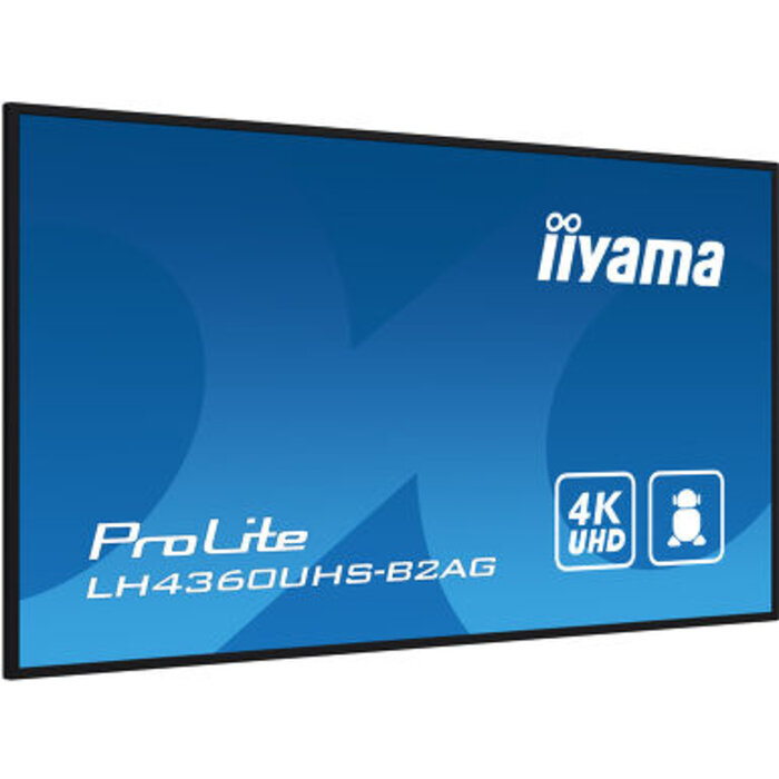 IIYAMA LH4360UHS-B2AG- iiyama ProLite LH4360UHS-B2AG, 24/7, 4K, USB, RS232, Ethernet, Wi-Fi, Android, kit (RS232), zwart